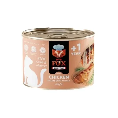 کنسرو پته گربه فاکس با طعم فیله مرغ و بوقلمون – 500 گرم