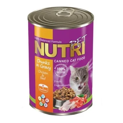 کنسرو چانک گربه بالغ نوتری پت با طعم مرغ و گوشت گاو در سس – 425 گرم