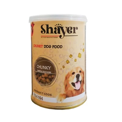 کنسرو چانک سگ بالغ شایر با طعم سیرابی و کدو سبز در سس – 400 گرم