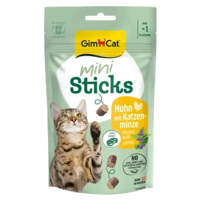 تشویقی گربه جیم کت با طعم مرغ و کت نیپ Mini Sticks – 50 گرم