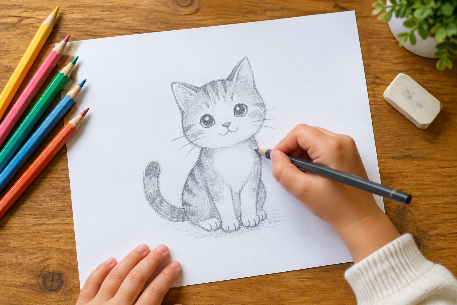 کودکی که نقاشی گربه میکشد