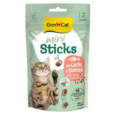 تشویقی گربه جیم کت با طعم ماهی سالمون و کینوا Mini Sticks – 50 گرم