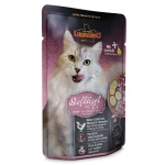 پوچ گربه بالغ لئوناردو با طعم گوشت ماکیان و تخم مرغ – 85 گرم